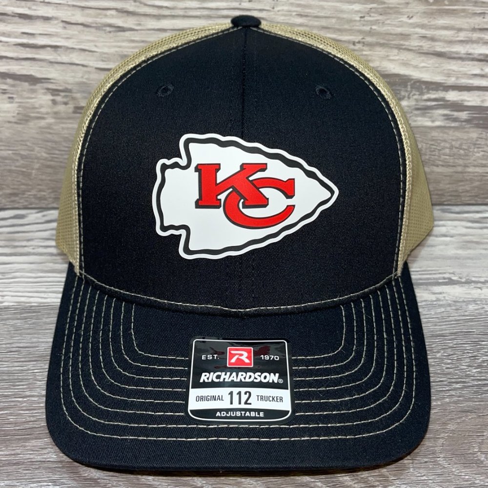 Kansas City Chiefs 3D Patch Snapback Trucker Hat- Black/ Vegas Gold